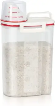 Rice Storage Bin Cereal Containers Dispenser with BPA Free Plastic + Airtight De