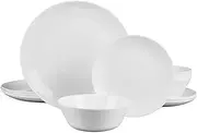 [LaGlint] Dinnerware Sets for 4, 12 Pieces Opal Glass Plates and Bowls Set, Dishwasher and Microwave Safe Dish Dinning Ware Set, Chip and Scratch Resistant Dishware Sets White