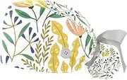 [WOSHJIUK] Working Hat 2 Pack Scrub Caps for Women,Watercolor Flower Leaves Tropical,Tie Back Cap Adjustable Scrub Hat