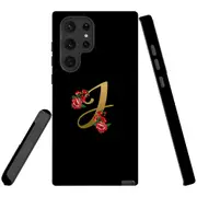 For Samsung Galaxy S22 Ultra Case, Armour Cover, Embellished Letter J