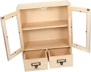 Yardenfun Vintage Wooden Desktop Storage Cabinet Organizer with Design for Cosmetics and Crafts and Stylish Wooden Storage Box for Home Organisation