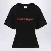 [Courrèges] Black T-shirt With Logo Print XS Black