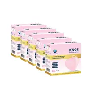 5 Pack of 10Pcs KN95 N95 Disposable Face Mask -Pink