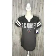NWT MLS Women's D.C. United V-Neck T-Shirt Gray Size Medium Short Sleeve Casual