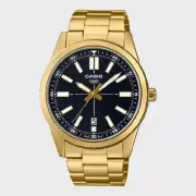 CASIO Quartz Men's Wrist Watch MTP-VD02G-1E | Black Dial, Gold-Tone Stainless St