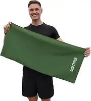 GYM STITCH Small Microfibre Gym Towel with Zip Pocket, Multi-Purpose Microfibre Towel, Exercise Towels, 40x90cm Microfiber Gym Sport Towel, Gym Towels, Sweat Towels Sports Towel, Workout Towel (Green)