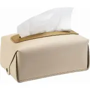 Tissue Box, Decorative Tissue Box, Rectangular Tissue Box, Paper Tissue Dispenser, Creative Tissue Storage Box, Hanging, Beige, Leather, 12x24x8cm