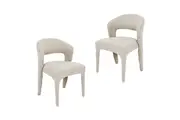 Raimon Furniture Set Of 2 Silas All-Cover Mohair Fabric Kitchen Dining Chair Wheat