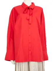 Red Neck Tie Detail Blouse