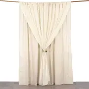BEIGE 10 ft x 10 ft Polyester Sheer Chiffon Dual Layer CURTAIN Rod Pockets Party