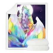 Colorful Rainbow Space Starlight Pegasus Throw Blanket