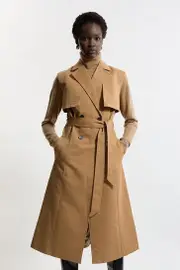 Tailored Sleeveless Belted Trench Coat