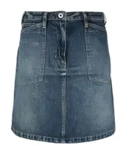 Kenzo Logo Patch Denim Skirt 25,26,27 Blue