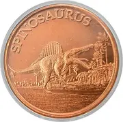 Spinosaurus Dinosaur 1 oz Pure .999 Copper Round 39mm Challenge Coin in Capsule - COA by Heavenly Metals