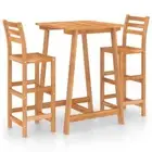 3-Piece Outdoor Bar Set Garden Patio Dining Stool Chairs Table Solid Acacia Wood