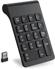 Wireless Number Pad, 2.4G Numeric Keypad Numpad with USB Receiver, 18 Keys Portable Mini Num Keyboard for Laptop Notebook, Desktop, PC