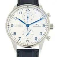 在飛比找momo購物網優惠-【IWC 萬國錶】新葡萄牙計時腕錶x白面藍字x41mm(IW