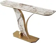 LYXWGRZD Console Table, Sofa Table with Open Shelves, Narrow Entryway Table with Curved Metal Frames, Behind Couch Table for Living Room, Hallway, Entrance(Gold D,120cm/47.2in)