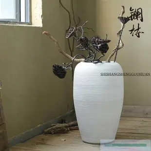 陶瓷大號花瓶客廳插花擺件現代簡約白色手工落地陶罐大花盆