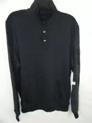 Calvin Klein Black 1/4 Snap Pullover Cotton Long Sleeve w/ Front Pocket Pouch M
