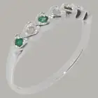 Solid 14k White Gold Natural Opal & Emerald Womens Eternity Ring