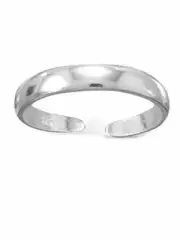 Sterling Silver Toe Ring Polished Plain 3mm Wide Band