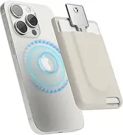 elago Key Magnetic Wallet Card Holder 2-Cards Compatible with MagSafe, Compatible with iPhone 16/15/14/13/12 Series - Key Holder, Secure Phone Wallet, Long Last Silicone, Scratch Protection (Stone)