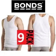 9 Pack X New Mens Bonds Cotton Chesty Singlet White Tank Underwear Tee Vest
