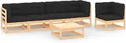 Generic 6 Piece Garden Lounge Set with Cushions Solid Pinewood,3083820