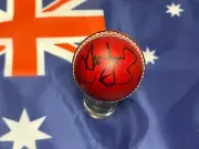 Dean Jones (Australia) signed Red Leather Cricket Ball 156g + COA /Photo proof