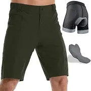 [Wulibike] Men's Mountain Bike Shorts 2 in 1 Padded Loose-fit MTB Biking Cycling Shorts Men Bicycle Riding Gear
