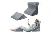 4 Pcs Bed Wedge Pillow Set Neck Back Head Leg Support Velvet Fabric Adjustable Triangular Cushion Memory Foam