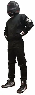 KIDS FIRE SUIT SFI 1 RACE SUIT SFI 3-2A/1 ONE PIECE SUIT BLACK SIZE KIDS 5