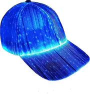 Wabjtam Fiber Optic Cap Led Hat With 7 Colors Luminous Glowing Hip Hop Baseball Hats Usb Charging Light Up Caps Even Party Led Christmas Cap For Ev...
