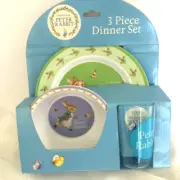 PETER RABBIT BEATRIX POTTER 3 PIECE DINNER SET MELAMINE NEW