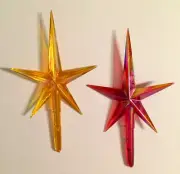IRIDESCENT AURORA MEDIUM STARS VINTAGE RED GOLD Ceramic Christmas Tree TOPPERS 2