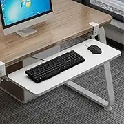 Under Desk Keyboard Tray Desk Extender, White Under Desk Tray Without Drilling, Keyboard Tray for Clipping Under Desk, No Drilling Required(White 52 * 25CM)