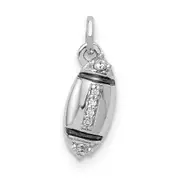 14k White Gold Real Diamond Football Pendant