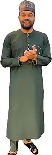 [HD] African Embroidery Clothing Dashiki Kaftan Long Pants Men Clothes Sets