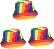 [BESTYASH] Rainbow Color Hat Rainbow Bucket Hats Rain Hats for Women Hard Hat UV Hat Clip Rainbow Sun Hat Rainbow Hats Sunhats for Women Fashionable Hat for Bucket Hat Colorful