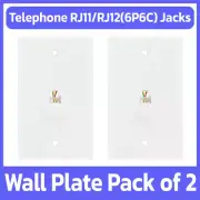 2 Pack Phone Wall Plate 6P6C RJ11 RJ12 Telephone Line Jack Faceplate - White