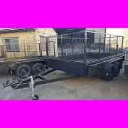 11x6 tandem trailer wth cage 2000kgs 1 piece fold full checker plate local made