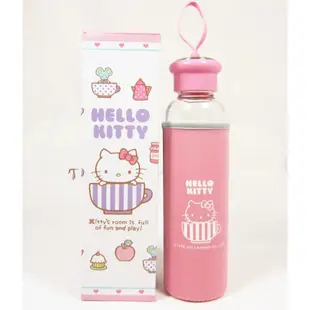 Hello Kitty 附布套玻璃水壺 500ml 紅色/粉色