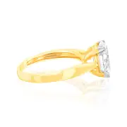 9ct Yellow Gold 2.00ct Diamond Equivalent 11X9MM Zirconia Solitaire Ring, M