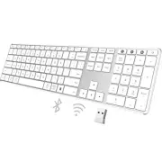 Full Size Bluetooth Keyboard, 2.4G Wireless Quiet Slim Keyboard, Multi Device...