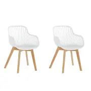 Design Square Set Of 2 Amira Kitchen Dining Chairs W/ Arms - White/Oak
