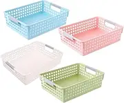4pcs Stackable Plastic Storage Baskets Office File Organizer Storage Bins for Desktop File Basket for Home and Office Plastic Desktop Organizer