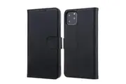 For iPhone 11 Pro Max Case Cowhide Genuine Leather Wallet Protective Cover Black