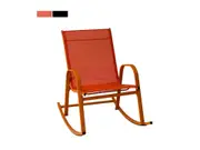 Rocking Chair High Back Rocker Chairs Steel Metal Textilene Fabric-Orange