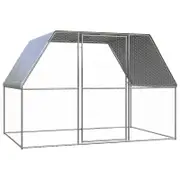 vidaXL Chicken Cage Hen House Coop Enclosure Silver and Grey Galvanised Steel 3x2x2 m